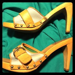 Coach Slip On Wooden Heels. Size 8.